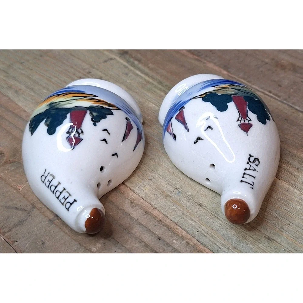 Vintage Nautical Lighthouse Sailboat Ceramic Salt and Pepper Shakers Set Corks